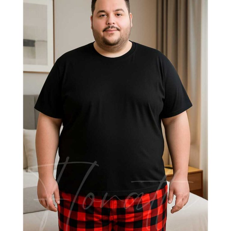 PIJAMA MASCULINO XADREZ PLUS SIZE INVERNO MANGA CU