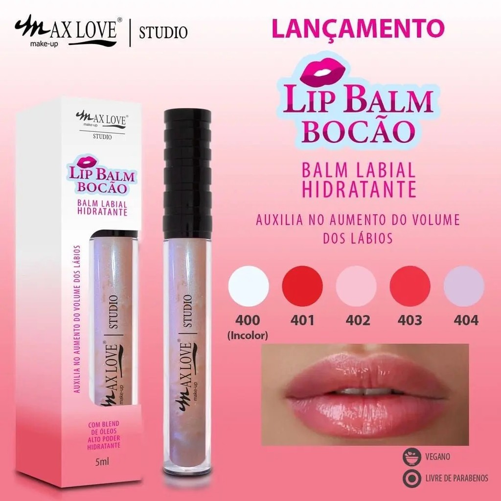 LIP BALM BOCAO 5ML MAX LOVE.402/403/VENCI:03/26  E 401/404VENCI:02/26