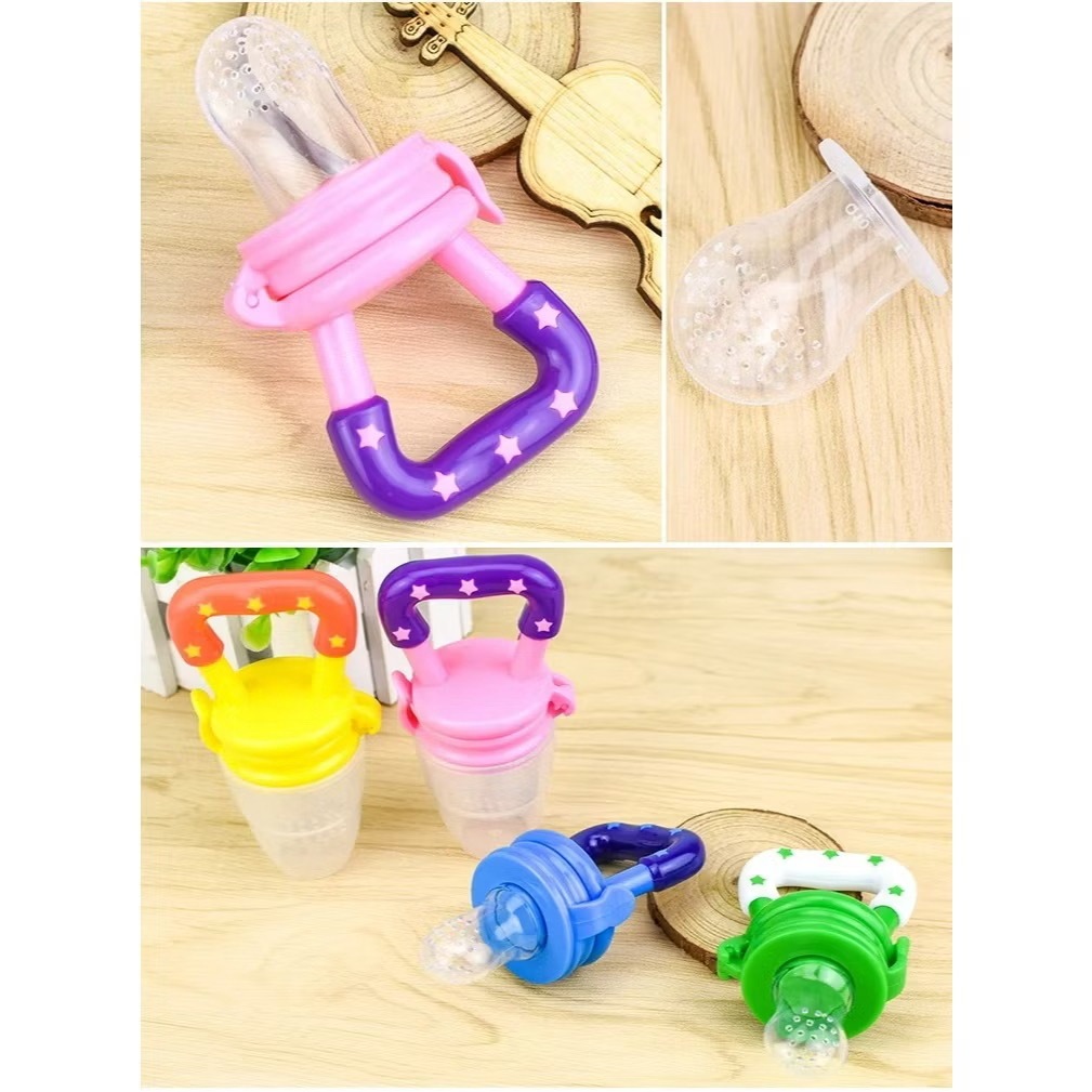 Kit Chupeta Para Fruta com Colher Dosadora Ventosa para Bebê Silicone Livre BPA