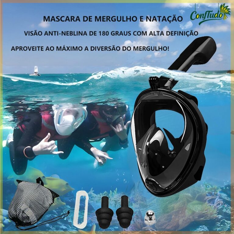 Kit de máscara impermeável e snorkeling, óculos