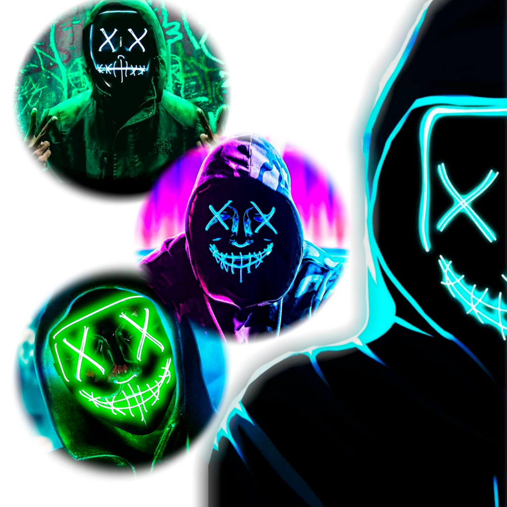 Mascara Led Neon Carnaval Cosplay Fantasia Masculina Terror Hallowen