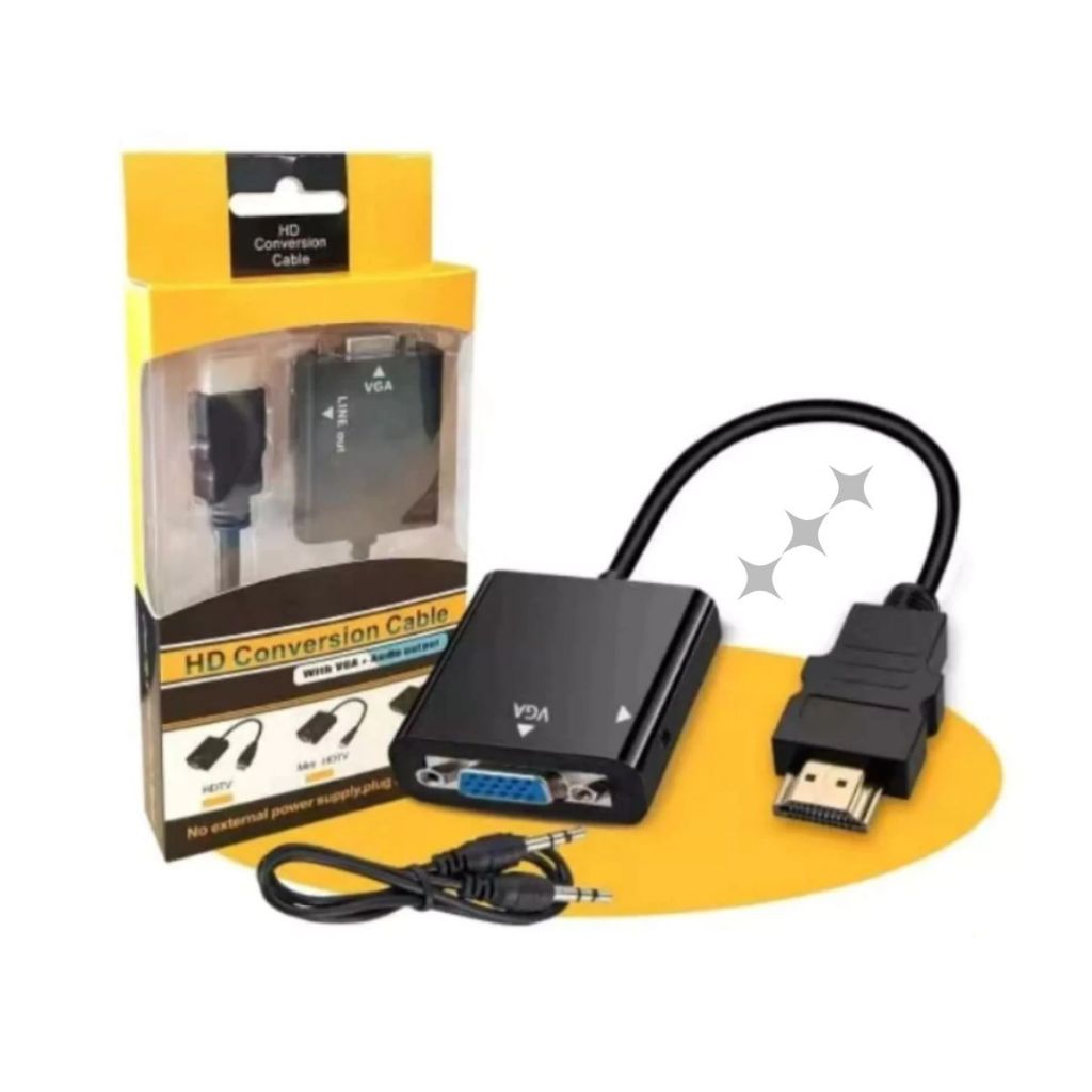 Cabo Conversor Adaptador Hdmi Para Vga Com Saída P2 Áudio