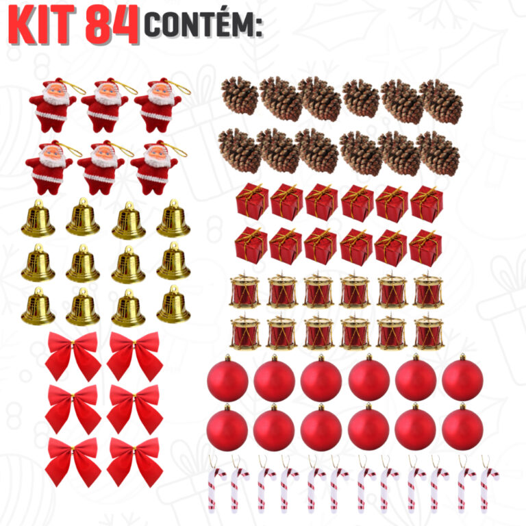 Kit 84/42 Enfeites Decoração Para Arvore De Nata