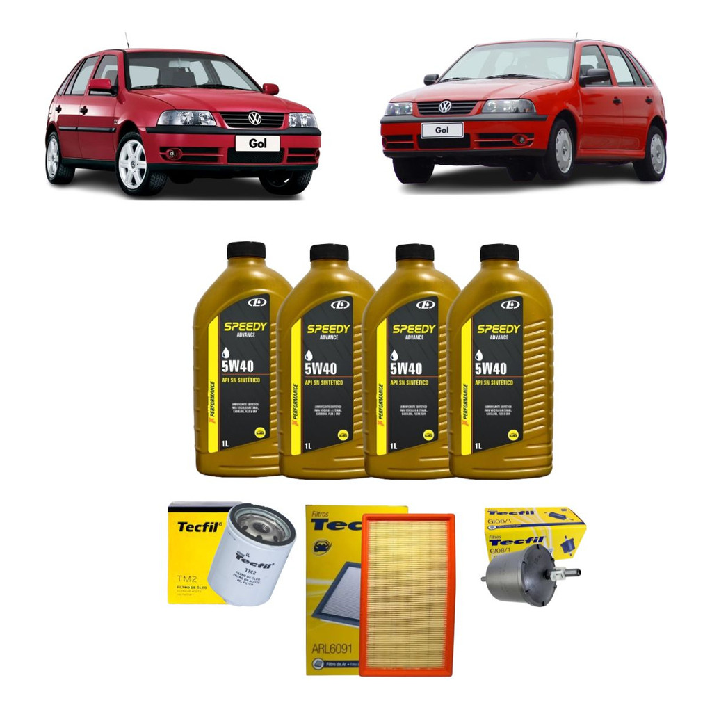 Kit Troca De Oleo E Filtros VW Gol Parati Saveiro Santana G2 G3 G4 1.6 1.8 5w40 Sintetico