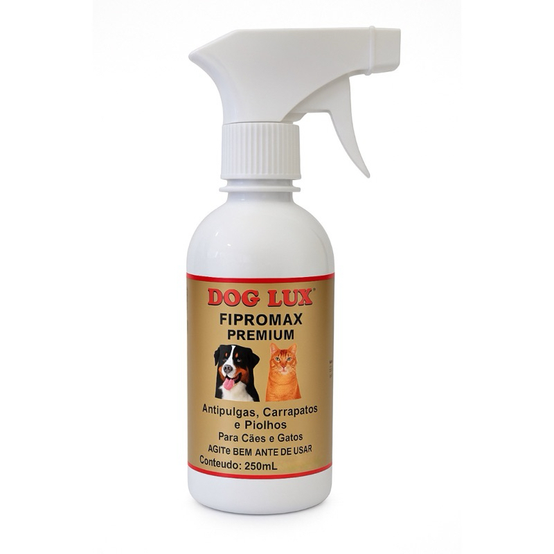 Spray Contra Pulgas Carrapatos Piolhos DogLux 250ml Cães Gatos Adultos e Filhotes Fipronil Fipromax