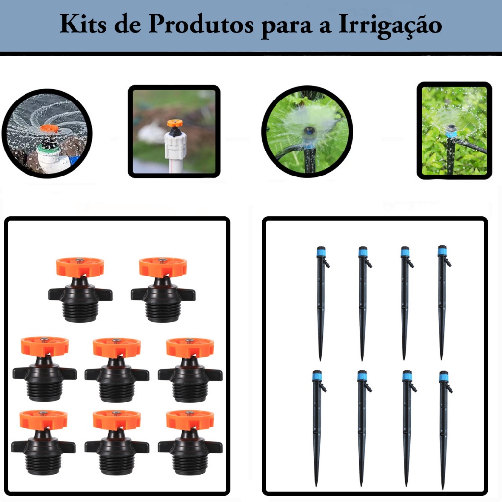 Kit Micro Aspersor Irrigação Automatica 360 Bico Auto Irrigador Jardim Horta Gotejador Para Mangueir