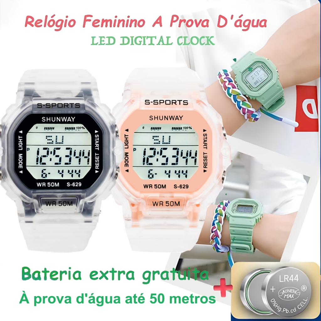 Relógio Feminino Digital À Prova DÁgua De Pulso Esportivo Original Led Unissex Presente Ideal
