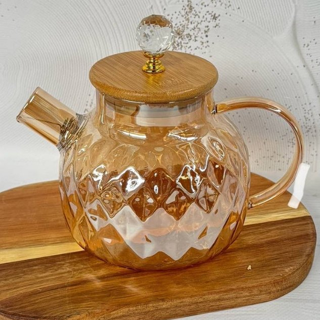 Chaleira De Vidro Bule que vai ao fogo 1 Litro Com