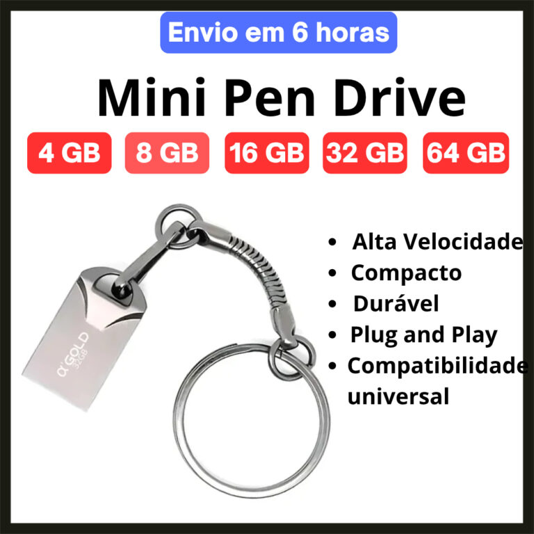 Pen drive Chaveiro Metal Mini 4GB / 8 GB/ 16GB/ 32