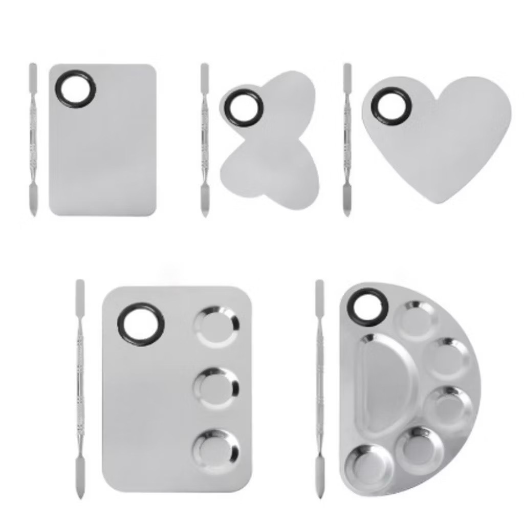 Paleta De Tinta De Aço Inoxidável Bandeja Mixing Rod Espátula Set Para Nail Art Abastecimento Materi