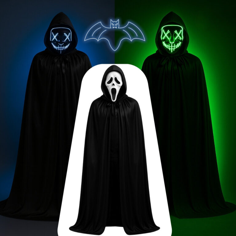 Kit Capa + Máscara Led Fantasia Adulto Halloween 
