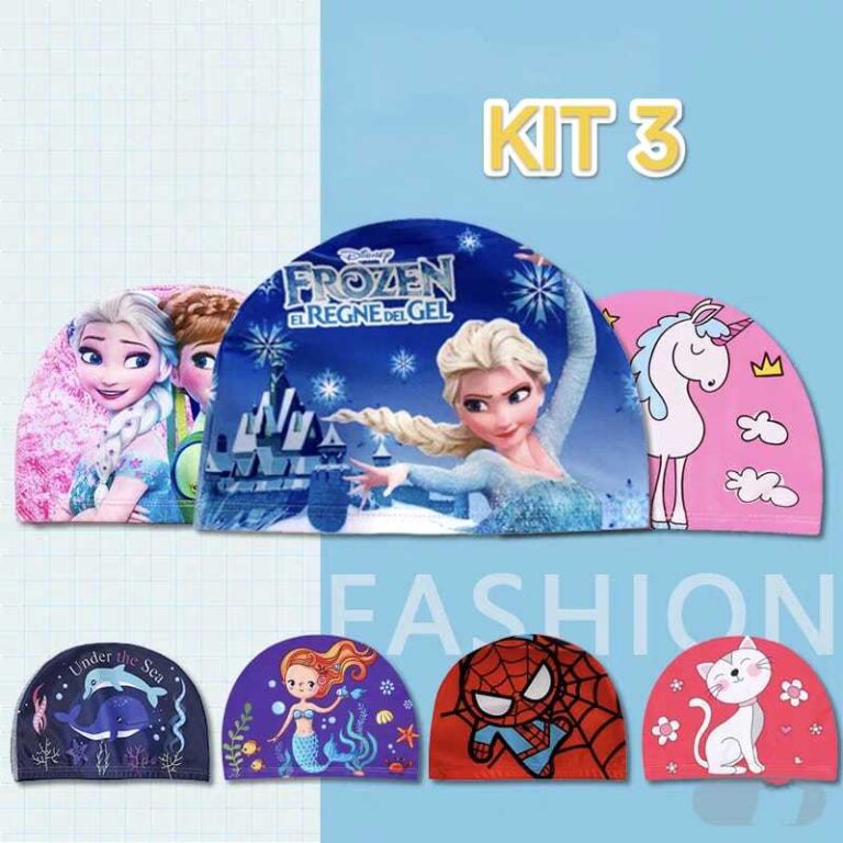 Kit 1/2/3 Toucas de Natação Infantil de Tecido P