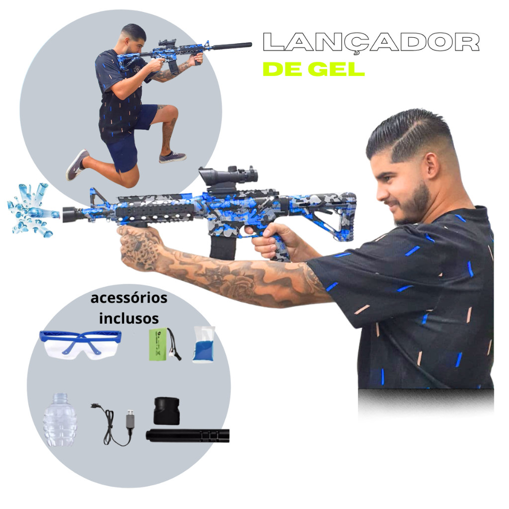 M4A1 Arma Elétrica Porte Grande Lança Bolinhas De Gel Modos de Disparo Automatico