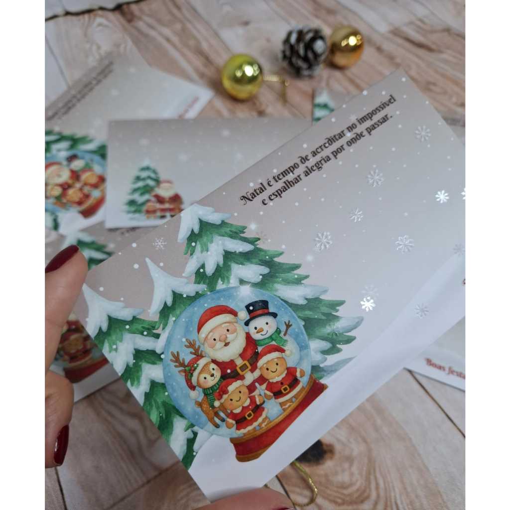 20un Postal Cookie Card Globo Natalino Natal Papai Noel
