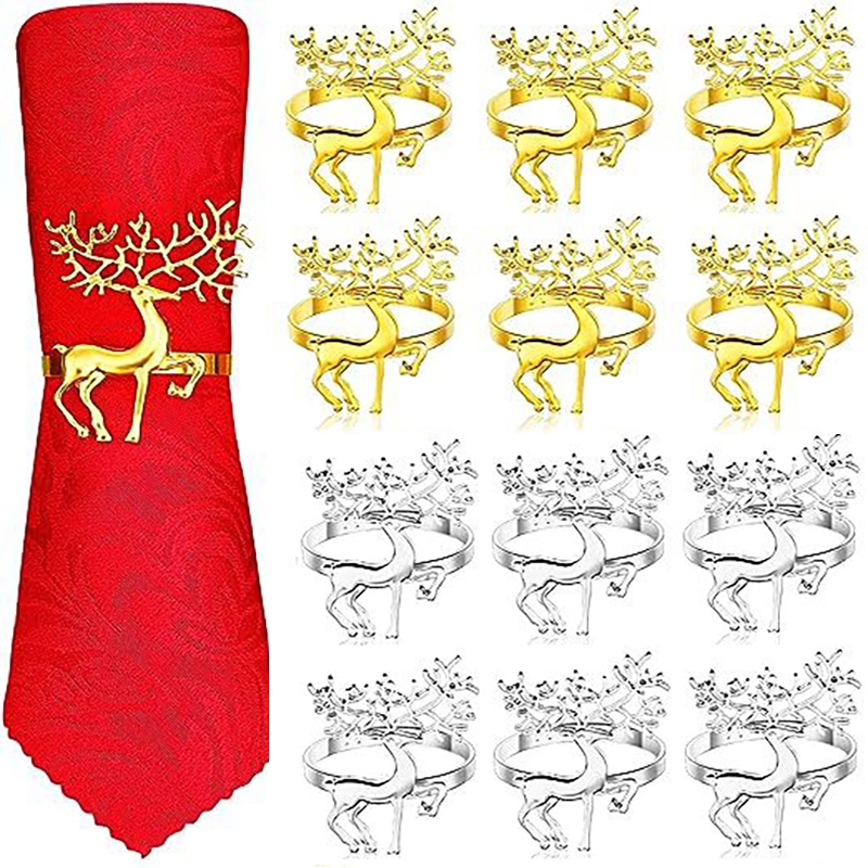 2/6Pcs Anéis De Natal Elk Napkin Porta-Guardanapos De Ferro Vintage Requintado Para Bar Restaurante
