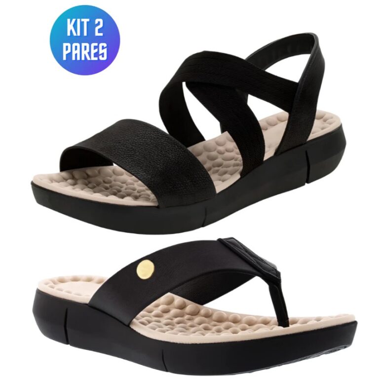 Kit 2 pares Sandália Chinelo Ortopedica Feminino 