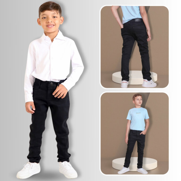 Calça Preta Jeans Infantil Meninos 2 a 16 Casual 