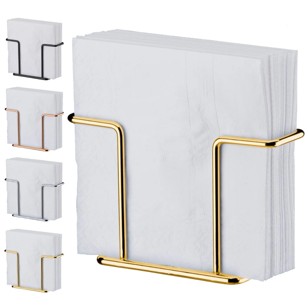 Porta Guardanapos Suporte Apoio de Papel Aço Mesa Restaurante Lanchonete Dourado Gold Future