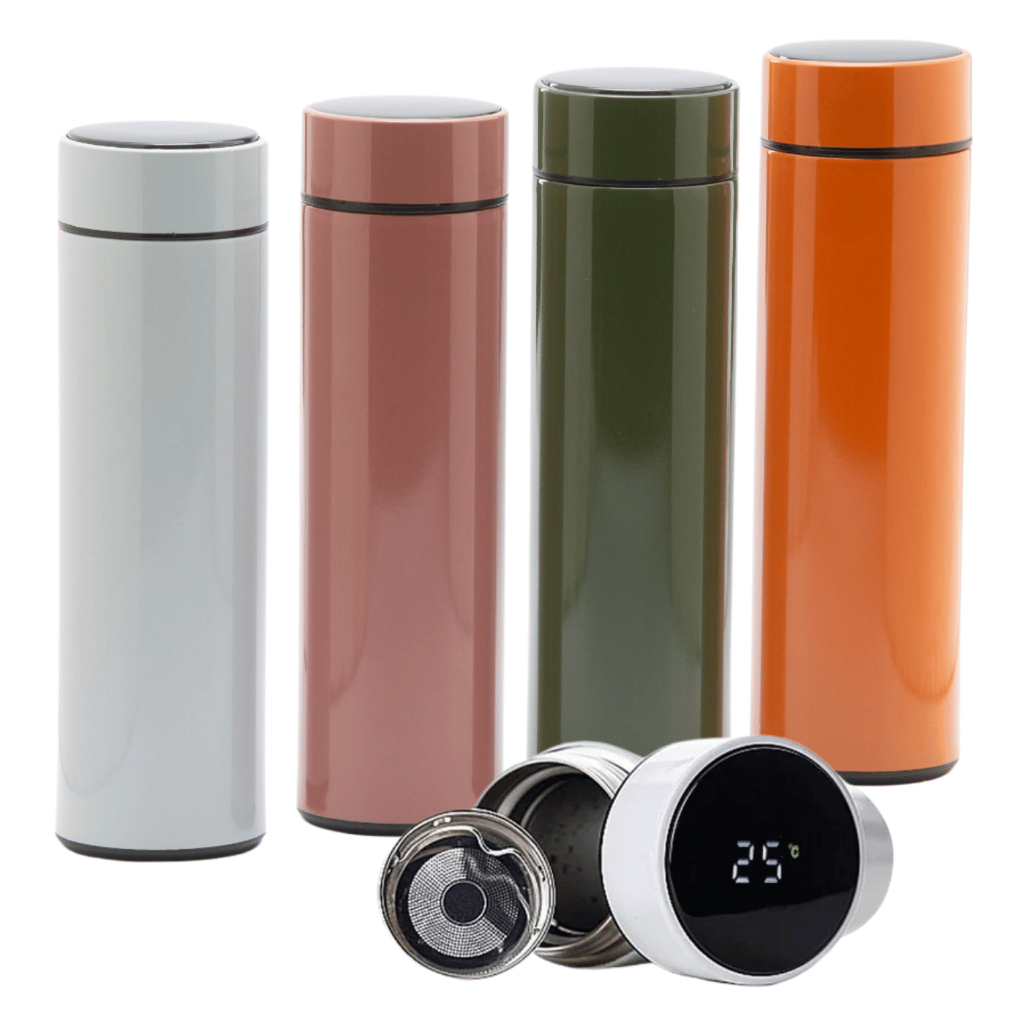 Garrafa Térmica 400ml Portátil Termômetro Inox Display Led Material de Aço Inoxidável