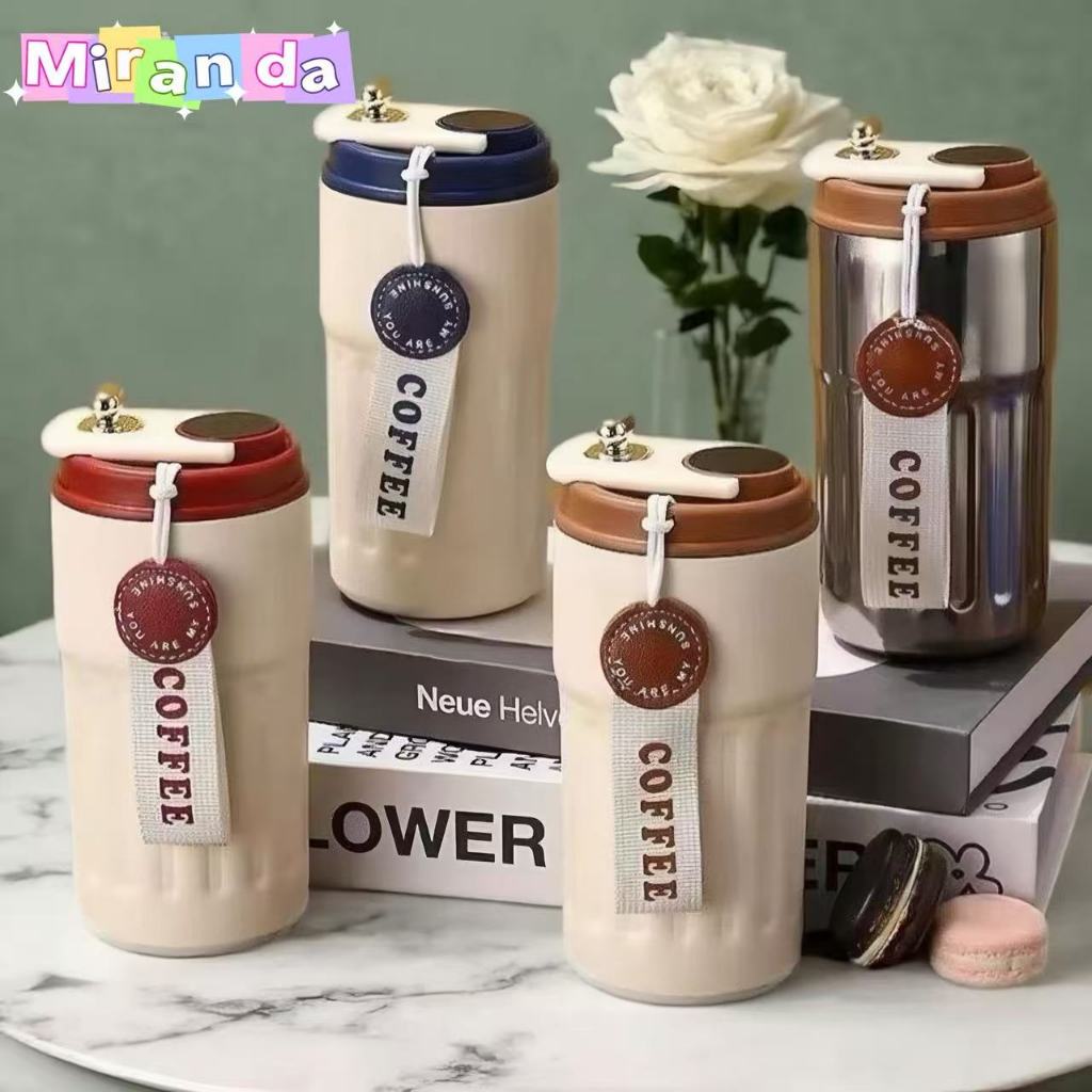 Copo Térmico Cafe Inox Portátil com tampa ,450ml Com LED Temperatura Antivazamento