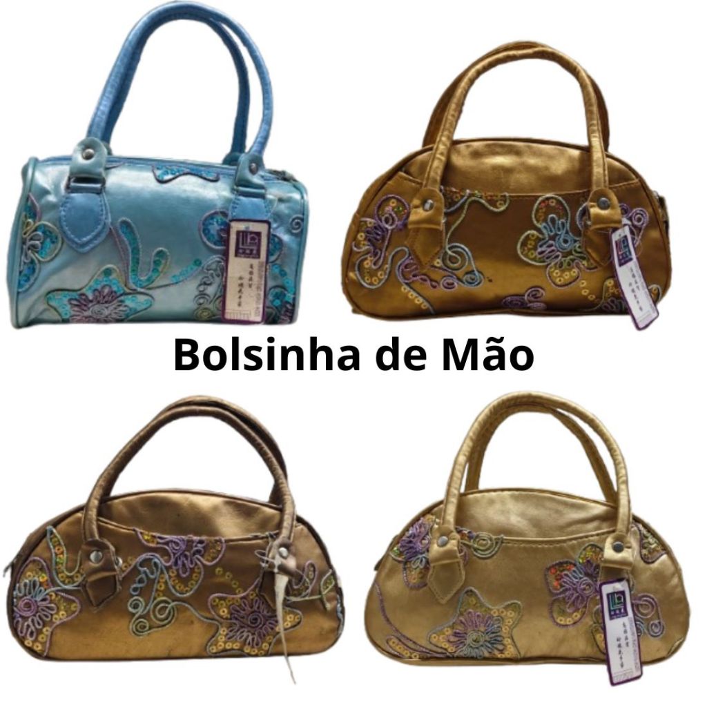 Kit 3/6 Bolsa Bolsinha Feminina com Alça de Mão Bag Multiuso Organizadora 11587-3