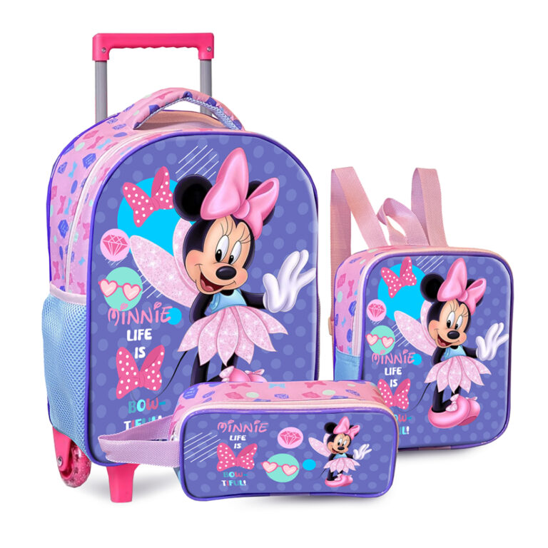 Mochila Rodinha escolar infantil minnie espaçosa 