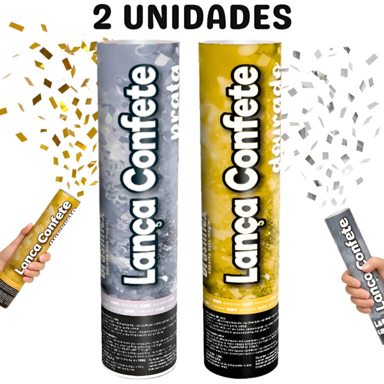 Lança Confete Prata Dourado 30cm Chuva de Prata M