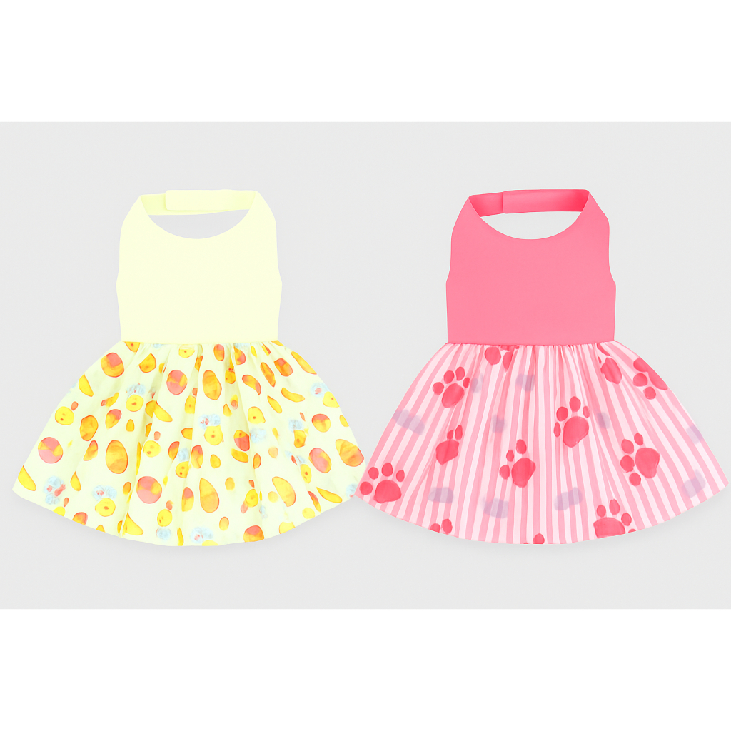 Kit com 2 roupinha vestido para cachorro gato verão e primavera porte pequeno