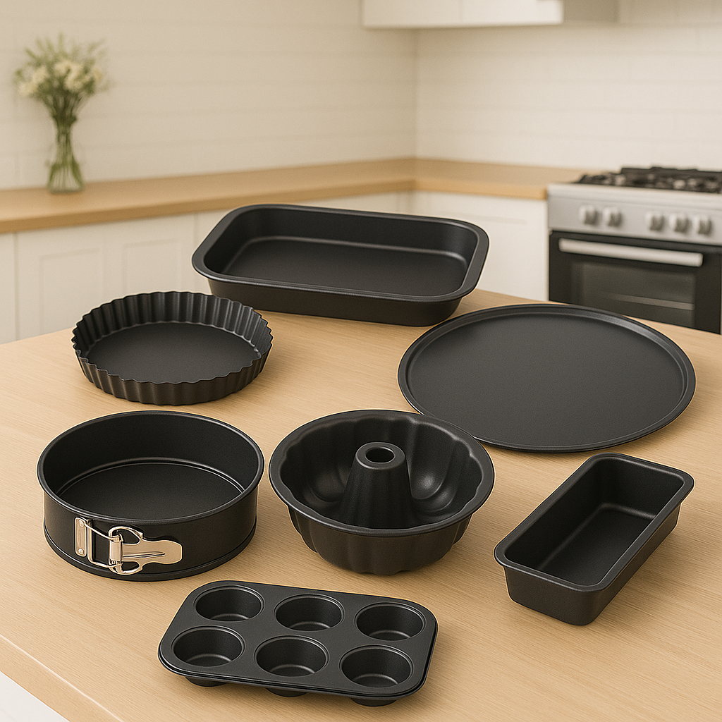 Conjunto Multi Formas 3, 5 ou 7 Peças  Antiaderente Para Assar Bolos, Pães, Tortas e Pizza