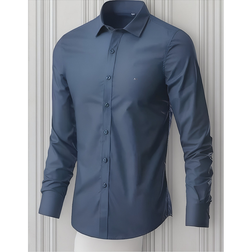 Camisa Social Slim ARAM IS Brilhosa Com Elastano Manga Longa / Camisa casual para casamento, festas,
