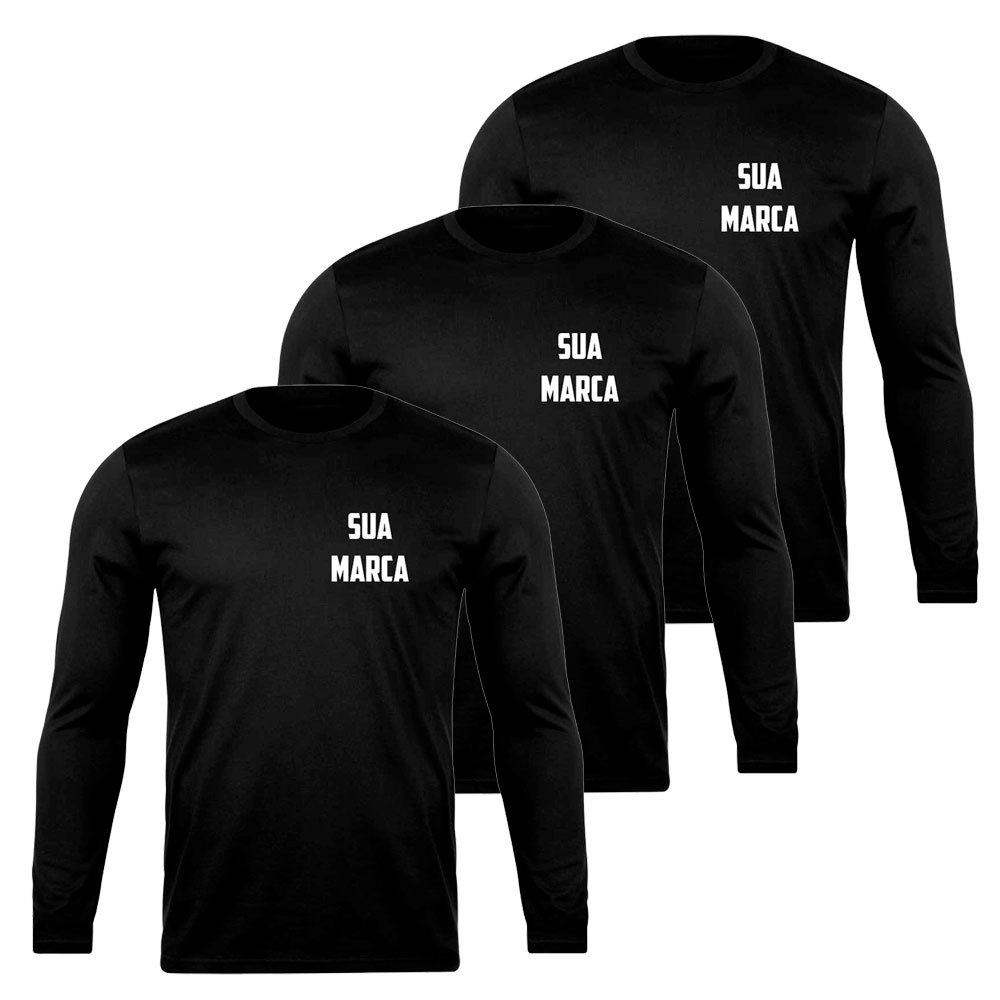 Kit 3 Camisetas com Seu Logo Sua Marca Frase Foto Estampada no Peito e Costas