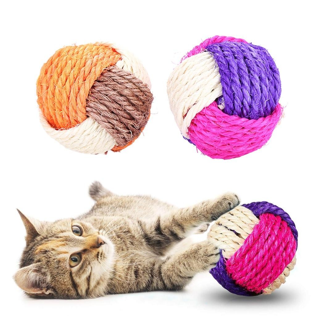 Kit 2 Brinquedo Para Gatos Com Catnip Erva De Gato Bola Sisal Colorida 6CM