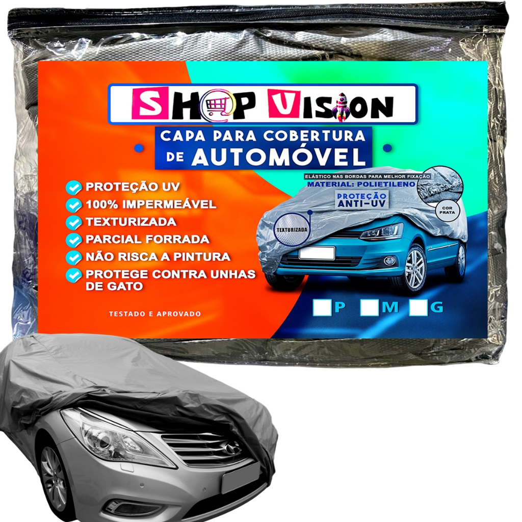 Capa Para Cobrir Carro Protege Forrada 100% Impermeável Contra Raios Solares Uv Chuva Geada Sol