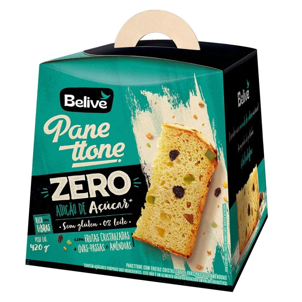 Panetone com Frutas Cristalizadas Sem Adição de Açúcares Sem glúten 420g – Belive