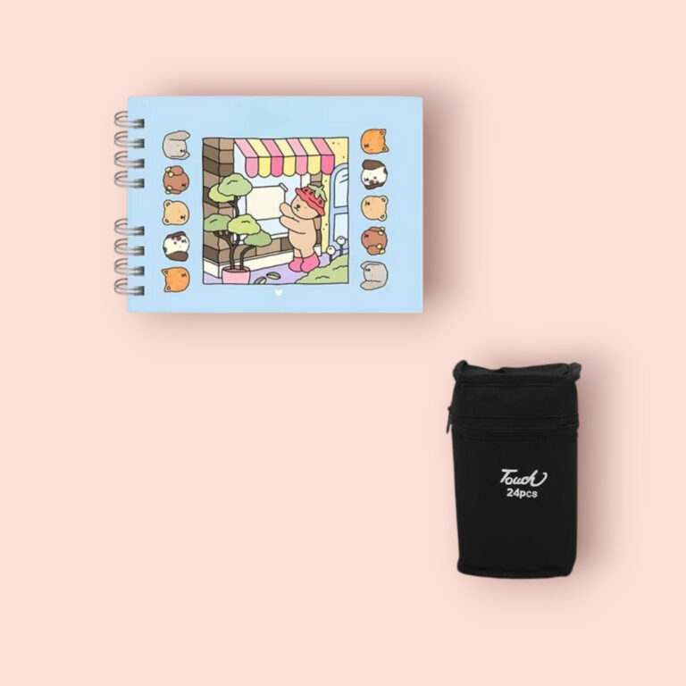 Kit Livro De Colorir Capa 50 Páginas + Canetinhas