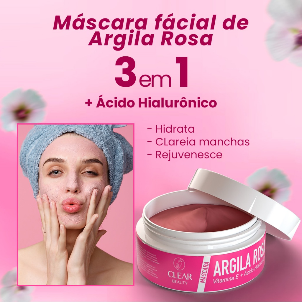 Máscara Facial 3 em 1 Skin Care Completo Com Ácido Hialurônico  – 90g