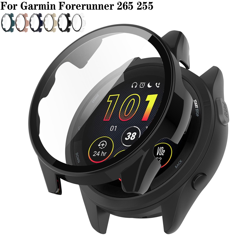 Para Garmin Forerunner 265 265s 255 255M 255S Caso PC + Protetor De Tela De Vidro Temperado Capa Pro