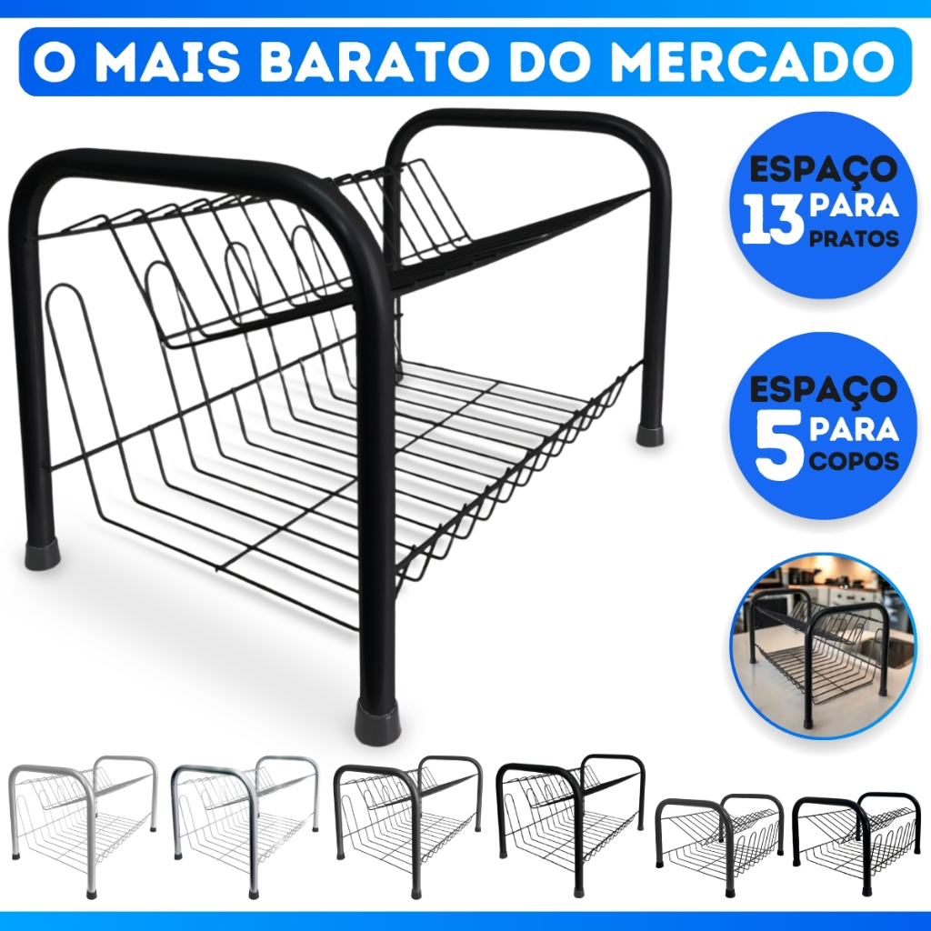 Escorredor De Louças Versátil Duplo Compacto Secador Copos 9 Pratos 2 Andares