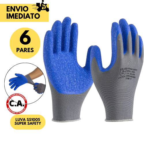 6 Pares Luva de Proteção SuperSafety 1005 em Lá
