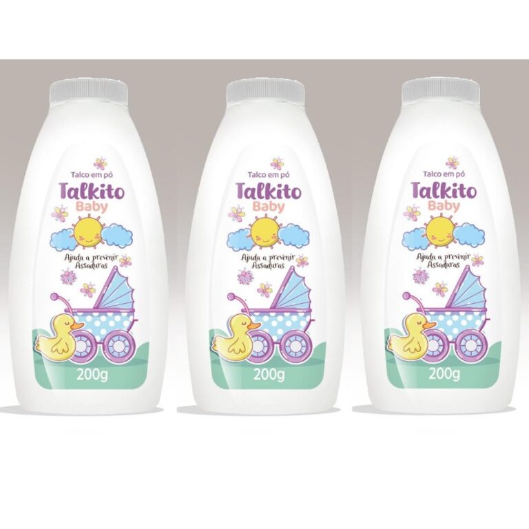 Kit 3un Talco em Pó Talkito Baby Premium 200gr Ca