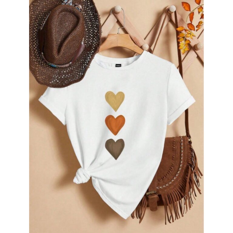 Camiseta Blusa T-Shirt Estampada Trio Corações C