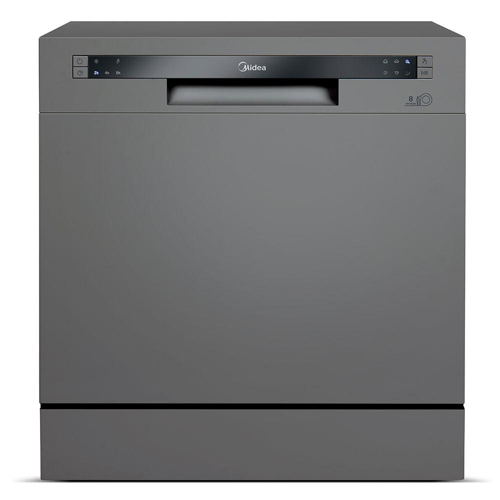 Lava-Louças Midea Cinza com 08 Serviços, 06 Programas de Lavagem e Função Adiar Início – DWA08S