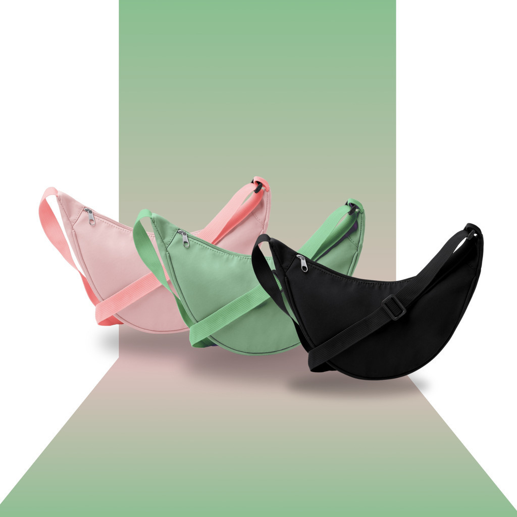 bolsa meia lua de ombro feminina casual primavera lisa fashion