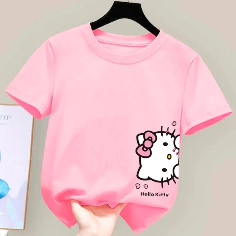 Camiseta De Algodão Infantil Feminina Hello Kitty