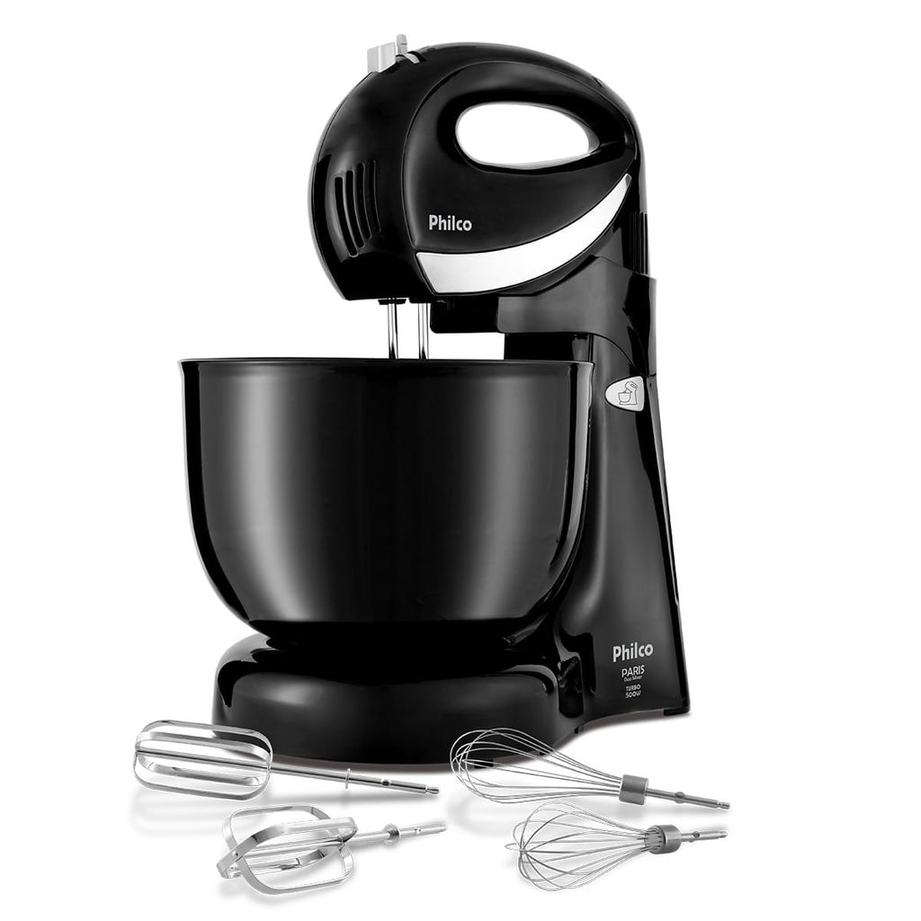 Batedeira Philco 500W 4L Preta Paris Duo Mixer Turbo