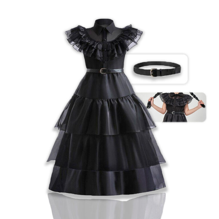 Vestido Wandinha Fantasia Infantil Festa Halloween