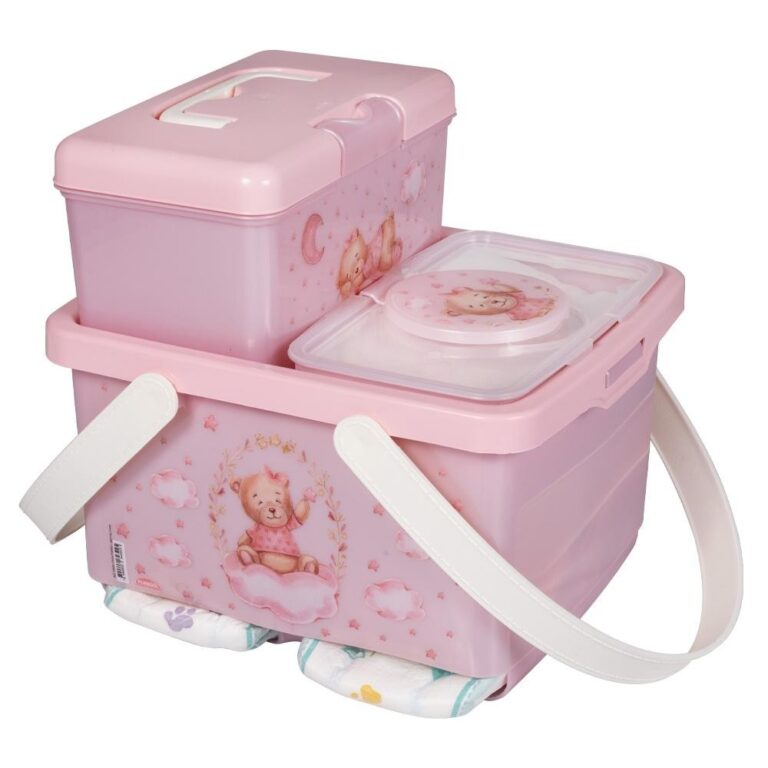 Kit Trocador Ursa Rosa 3 Peças Bebê Enxoval Len�