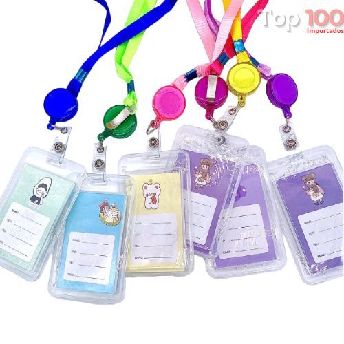 KIT 2/5/10/12 Porta Crachá Com Cordão Bilhete Ca
