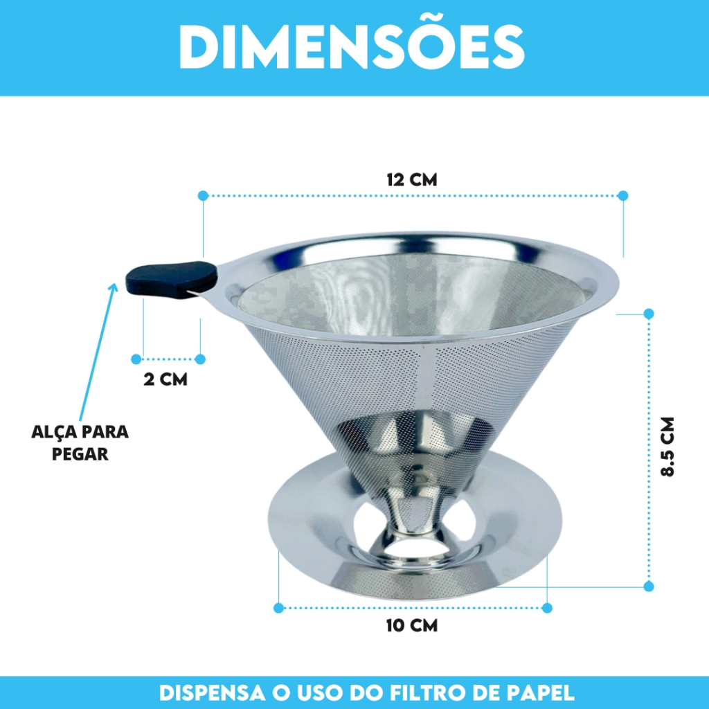 Filtro De Café 103 Inox  –  Coador de Café Grande Sem Uso De Papel – Aero