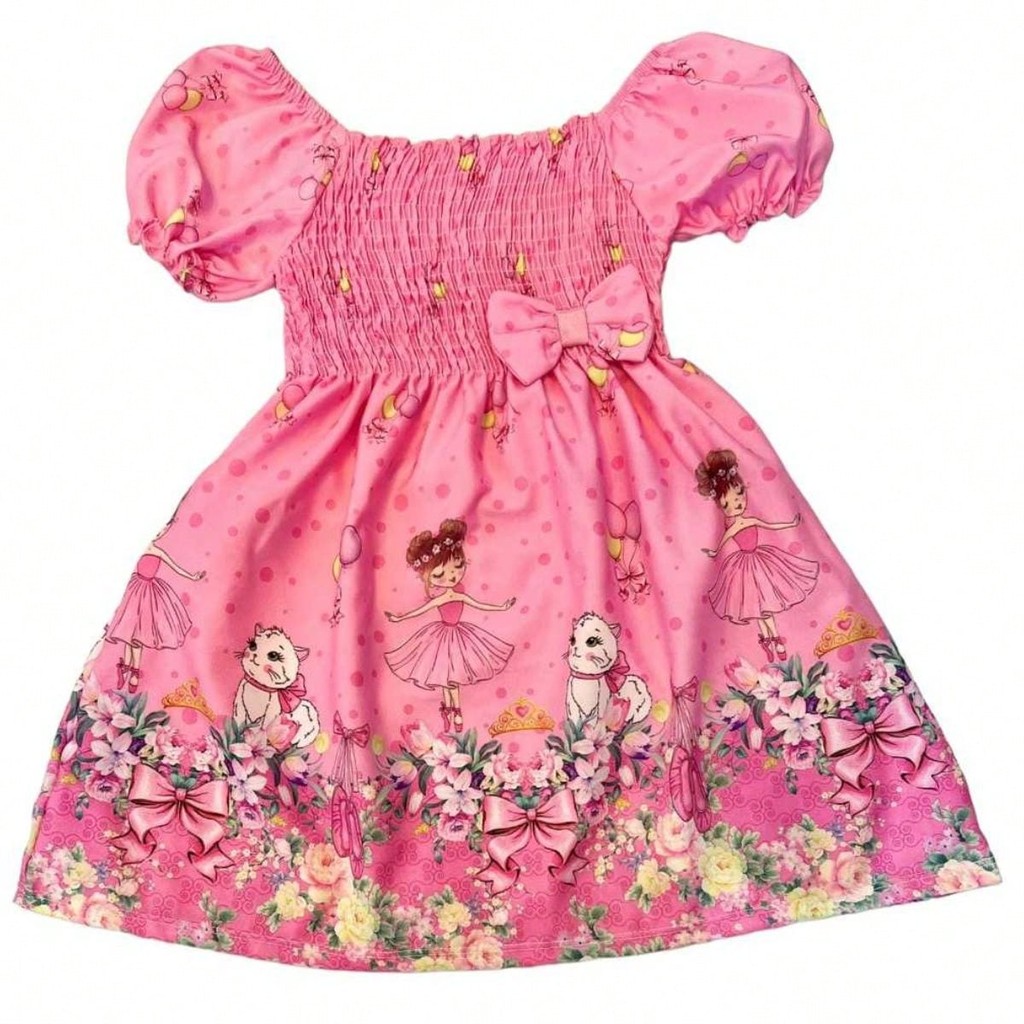Vestido Infantil Menina Princesa Luxo Estampa Premium
